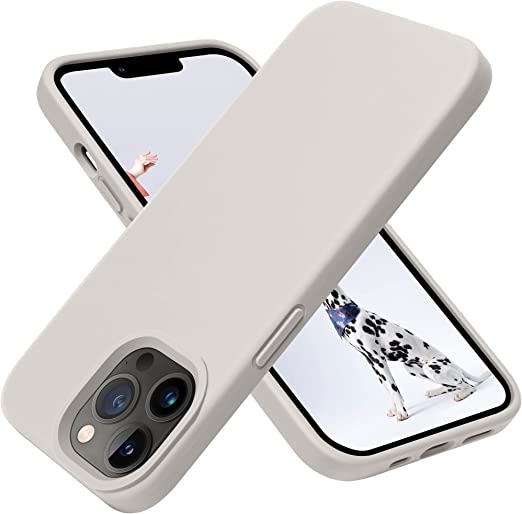 OTOFLY iPhone 13 Pro Max Case,[Military Grade Drop Protection] [Anti-Scratch Microfiber Lining] Silicone Shockproof Protective Phone Case Slim Thin Cover 6.7 inch, Stone