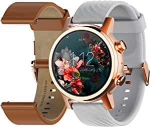 Moto 360 3rd Gen 2020 - Wear OS by Google - Touch Screen - Luxury Stainless Steel Smartwatch - Genuine Leather and High-Impact Sports Bands - Gold