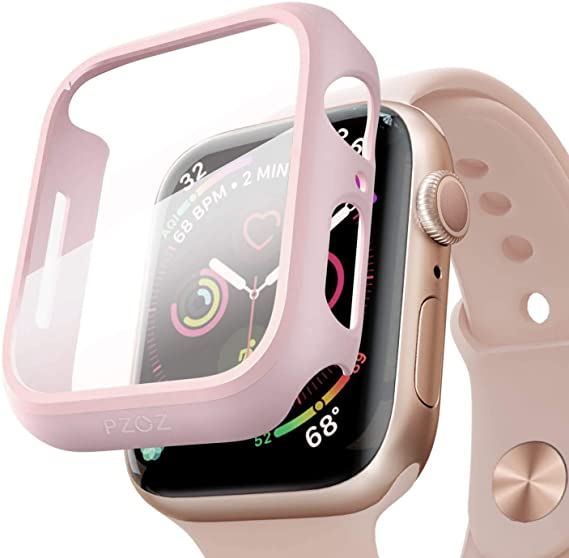 pzoz Compatible for Apple Watch Series 6/5 /4 /SE 40mm Case with Screen Protector Accessories Slim Guard Thin Bumper Full Coverage Matte Hard Cover Defense Edge for iWatch Women Men GPS (Pink)