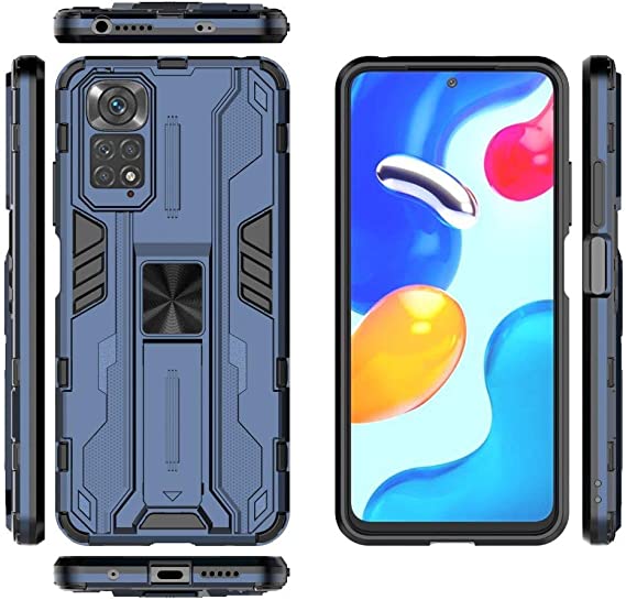 لهاتف شاومي Redmi Note 11 / Redmi Note 11s جراب ايرونمان خلفي أصلي مقاوم للصدمات مع مسند للظهر من GrabologyStore - أزرق