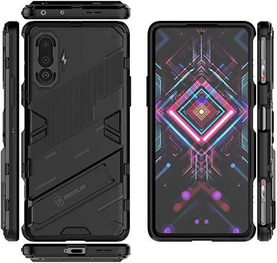 Compatible Case For Xiaomi Redmi K40 Gaming, Punk Pattern Anti-Slip, Shock Absorption, Embedded Kickstand Cover For Xiaomi Redmi K40 Gaming - Black