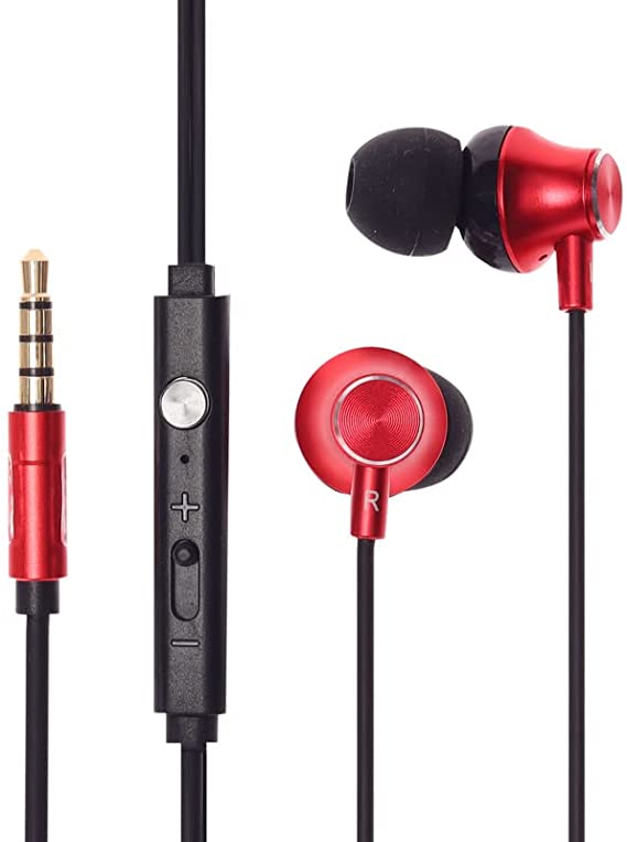 AUX Wired Earbuds - Black and Red