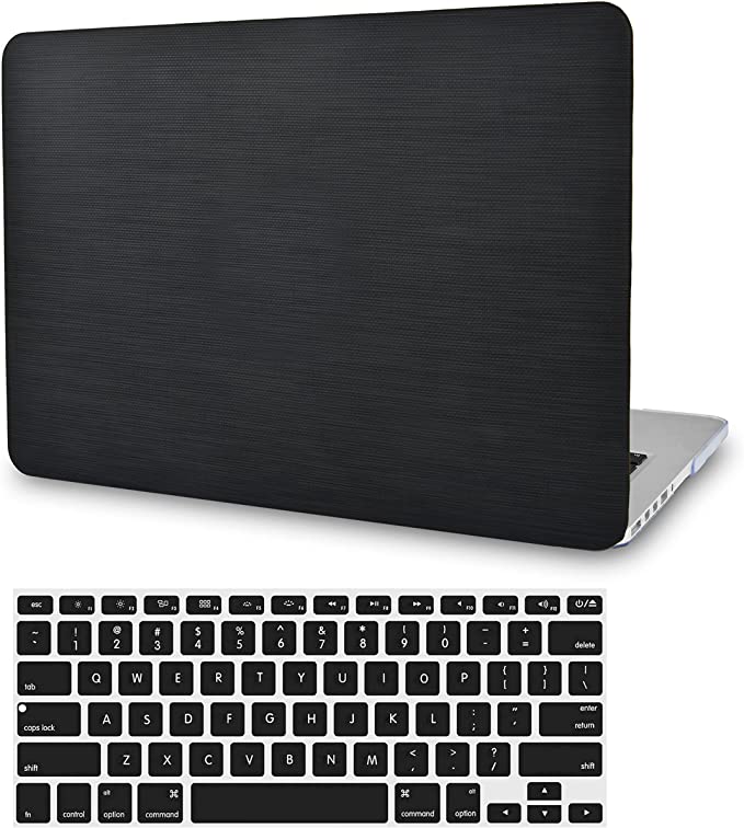 LASSDOO Compatible with MacBook Pro 13 inch Case 2016-2020 Release A2338 M1 A2289 A2251 Touch Bar Italian Leather Hard Shell + Keyboard Cover (Black Saffiano Leather)