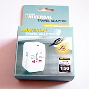 Universal Travel Adapter, All-in-one International Power Adapter with 2.4A Dual USB Wall Charger for UK, EU, AU, Asia Covers 150+Countries