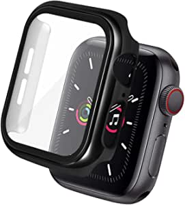 Insten Case Compatible with Apple Watch 44mm Series SE 6 5 4, Built in Tempered Glass Screen Protector Plating Hard Cover, Full Protection, Black