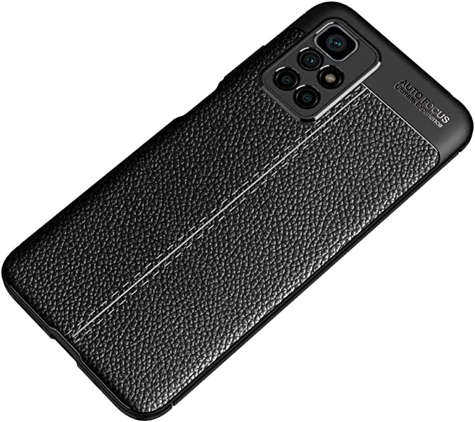 Xiaomi Redmi 10 2022 4G, Original New Case From GrabMobily -, Leather Pattern Shockproof Cover Durable Ultra Thin Carbon Fiber Brushed Protection Case -Slip-Resistant - Premium quality Case - Black