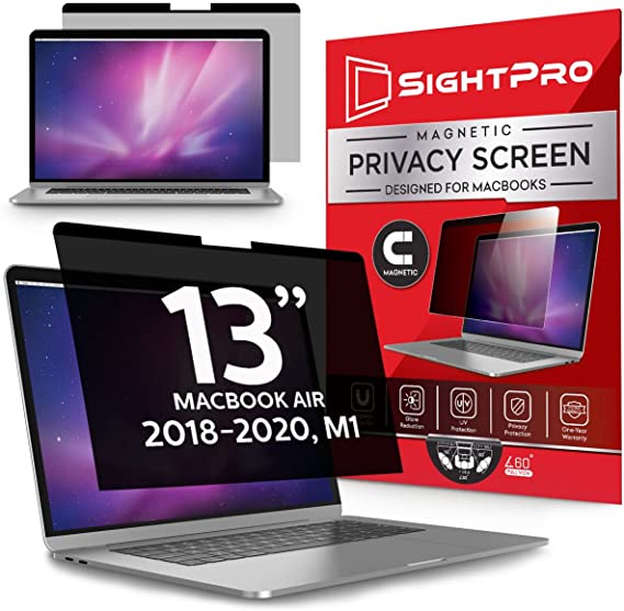 SightPro Magnetic Privacy Screen for MacBook Air 13 Inch (2018, 2019, 2020, M1) | Laptop Privacy Filter and Anti-Glare Protector