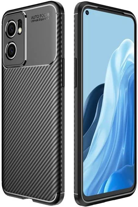 Oppo Reno 7 5G (International) Dimensity 900 ، - غطاء أصلي جديد من GrabMobily - غطاء سيليكون مقاوم للصدمات متين رفيع للغاية من ألياف الكربون الناعم - مقاوم للانزلاق - أسود