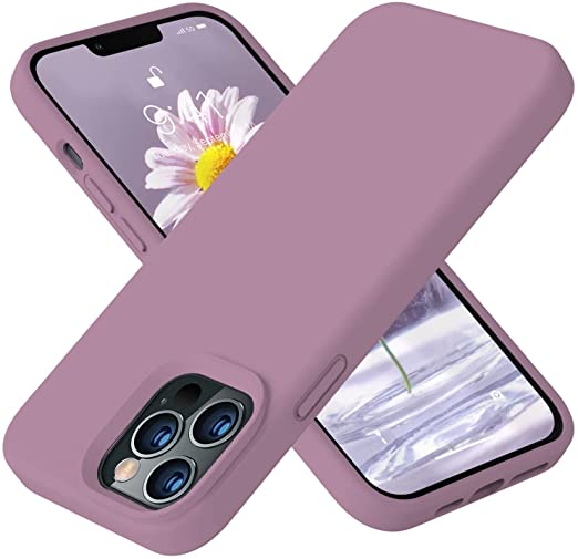 Vooii Compatible with iPhone 13 Pro Case, Liquid Silicone Full Body Protective Case with [Anti-Scratch] [Soft Microfiber Lining] [Camera Protective Case] for iPhone 13 Pro 6.1 inch, Lilac Purple