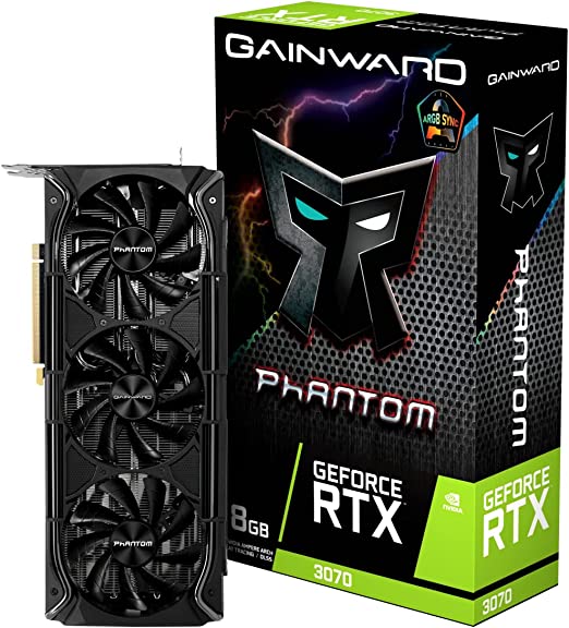Gainward GeForce RTX3070 Phantom+ Graphics Board NE63070019P2-1040M-G VD7914, Black