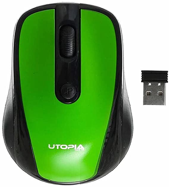 Utopia U-7 Wireless Optical Mouse – Black Green