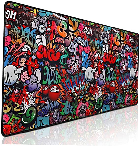 Graffiti Style Large Gaming Mouse Pad, Extended Desk Keyboard Pad 800mm 300mm 3mm