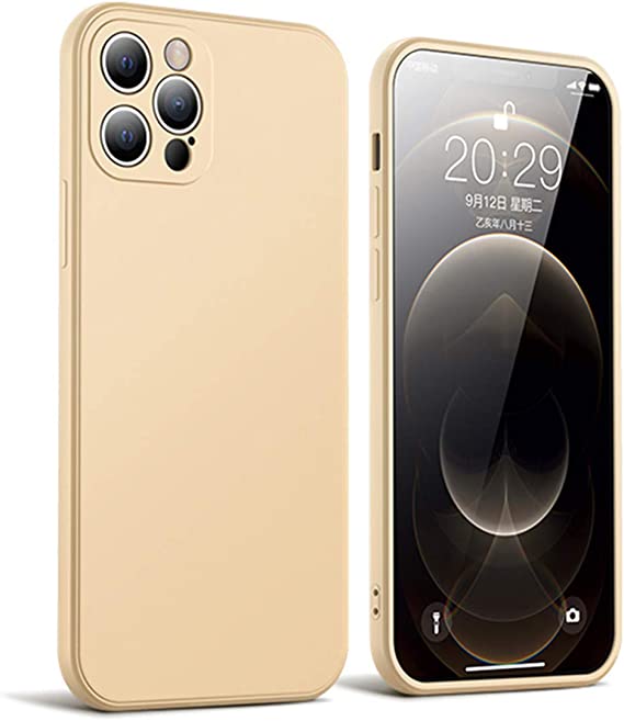 ZEZHOU Silicone Case Compatible with iPhone 13 Pro Case (6.1 inch 2021), with Camera Protection, Shockproof Liquid Silicone Phone Case with Microfiber Lining, Khaki