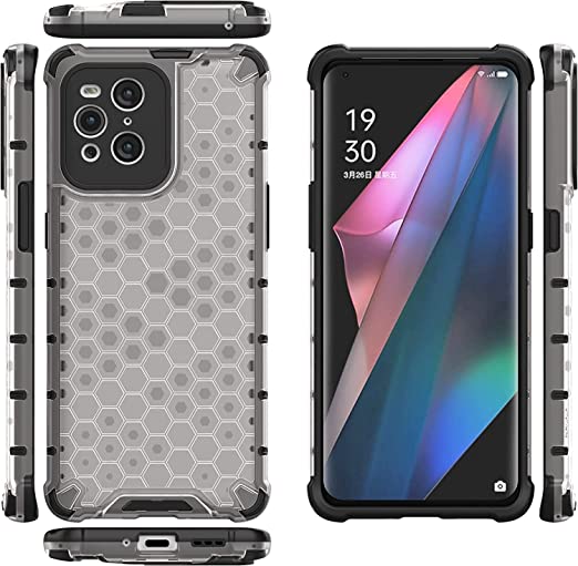 Oppo Find X3 - Original New cover - Iron Man Shockproof Cover - Premium quality Case From GrabMobily - Black Edges Transparent Beehive Back
