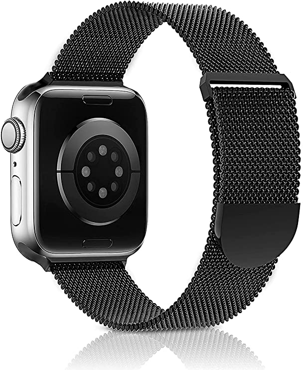 Metal Band Compatible with Apple Watch Bands 38mm 40mm 42mm 44mm for iWatch Series 6 5 4 3 2 1 SE Magnetic Stainless Steel Mesh Strap Replacement Rose pink