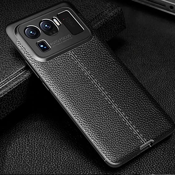 Xiaomi Mi 11 Ultra, Premium quality Case From GrabMobily -, Leather Pattern Shockproof Cover Durable Ultra Thin Carbon Fiber Brushed Protection Case -Slip-Resistant - Original New cover - Black