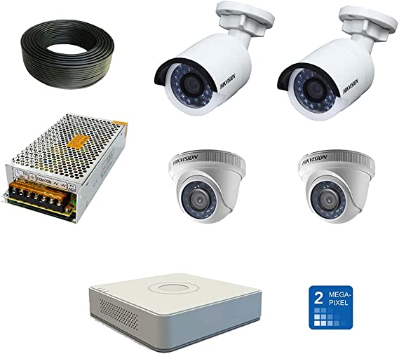 Hikvision Security Camera Kit (2 Indoor and Outdoor, 1 Dvr, 50 m Coaxial Cables)