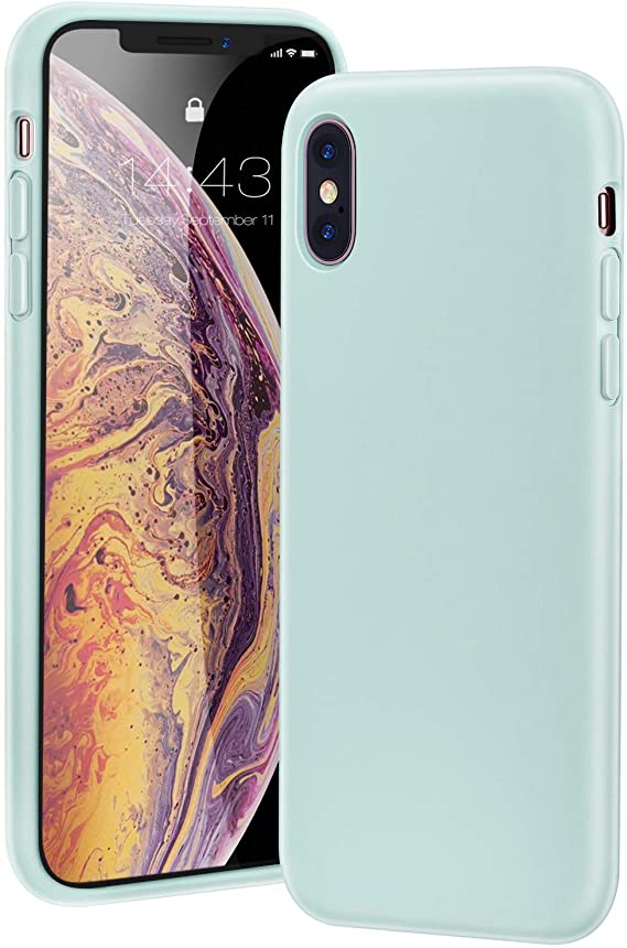 MILPROX iPhone Xs MAX Case Liquid Silicone Gel Rubber Shockproof Cover with Microfiber Cloth Lining Cushion Case for iPhone Xs MAX 6.5"(2018) (Mint)