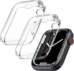 EZCO 2-Pack Screen Protector Case Compatible with Apple Watch Series 7 41mm / 45mm, Soft TPU Full Coverage Protective Cover Bumper Compatible with iwatch 7 Smart Watch for Women Man