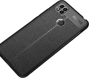 جراب لهاتف شاومى Redmi 9C ، - جراب جديد أصلي من GrabMobily - غطاء مقاوم للصدمات بنمط جلدي متين رفيع للغاية من ألياف الكربون المصقولة - مقاوم للانزلاق - غطاء فائق الجودة - أسود