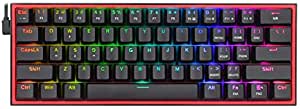 Redragon K617 Fizz 60% Wired RGB Gaming Keyboard, 61 Keys Compact Mechanical Keyboard, (Linear RED Switch), Pro Driver/Software Supported || Black