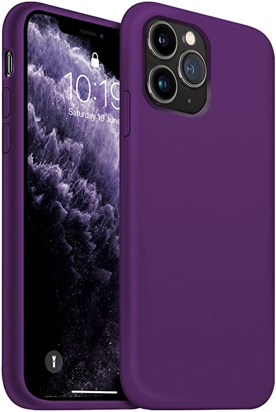 OUXUL iPhone 11 Pro Case, Liquid Silicone Phone Case Compatible with iPhone 11 Pro 5.8 inch, Full Body Slim Soft Microfiber Lining Protective Case (Purple)