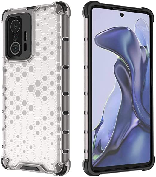 كفر لهاتف شاومي Mi11T / Mi11T Pro ،الحماية المتكامل ايرونمان خلية نحل ومقاوم للصدمات من البولي يوريثين الحراري - ابيض شفاف