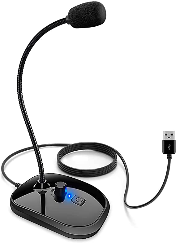 USB Microphone for Computer, PC Microphone with Rotary Knob Volume Control and Mute Button, Plug and Play Mic, Professional Microphone for Youtube, PS4, Dictation, Recording, Conference Call, Skype
