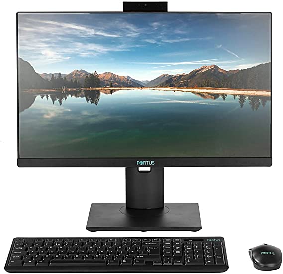 PORTUS PRO AIO-108 24" FULL HD ROTATABLE All-in-One Desktop PC, Intel 8 Core i7-11700 2.9GHz(4.8GHz Boost),11thGen,32GB RAM, 1TB SSD Storage +2TB HDD, Windows10 Pro, Wireless Keyboard & Mouse, Black