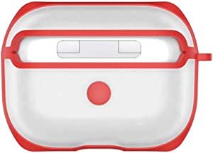 Dhavals shoppe Shock Proof Protective Transparent Frosted Case Cover with Key Chain Clasp for Airpod Pro 1 / 2 / 3 - Red (Airpods Not Included)