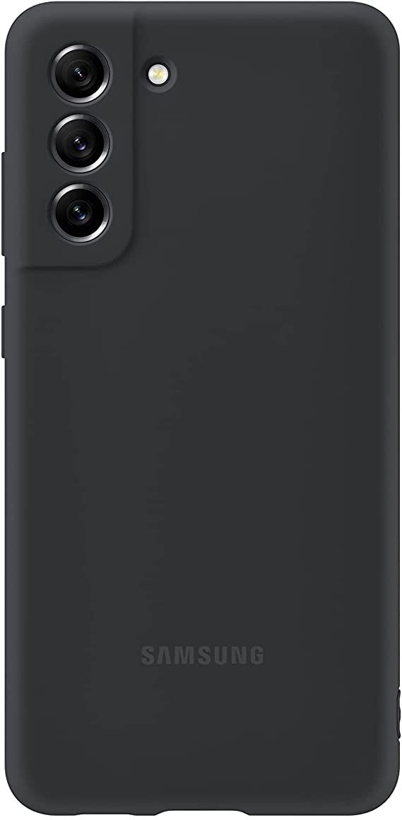 Samsung Galaxy S21 FE 5G Silicon Cover, Protective Phone Case, Smartphone Protector, Hook to Attach Strap, Soft Grip, Matte Finish, US Version, Black