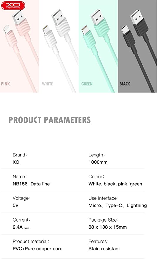 XO NB-P156 USB Cable Apple 1 Meter-Black