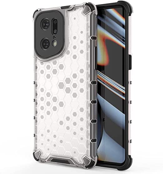 Oppo Find X5 Pro, Premium quality Case - Iron Man Shockproof Cover - Original New cover From GrabMobily - Black Edges Transparent Beehive Back