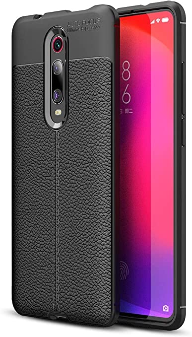 Xiaomi Mi 9T, Heavy Duty Protection Case From GrabMobily -, Leather Pattern Shockproof Cover Durable Ultra Thin Carbon Fiber Brushed Protection Case -Slip-Resistant - Premium quality Case – Black