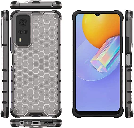 Compatible Case For Vivo Y53s 4G, Honeycomb Pattern Anti-Slip, Shock Absorption, Cover For Vivo Y53s 4G - Translucent