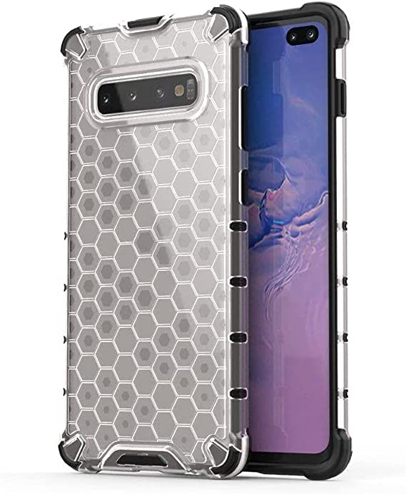 Case Compatible with Samsung Galaxy S10 Plus, Ultra premium quality cover From GrabMobily - Iron Man Shockproof Cover - New Original Case Slip-Resistant - Black Edges Transparent Beehive Back