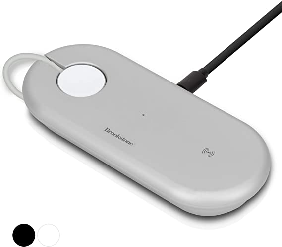 Brookstone 5W Qi-Certified Wireless Charger & Apple Watch Dock (iPhone SE; 11; 11 Pro; 11 Pro Max; XR; XS; XS Max; X; 8; 8 Plus, AirPods, Samsung Galaxy S10, S10+, S10e, S9, S9+, Note10) (Silver)