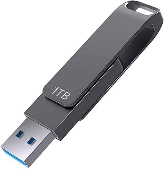 1TB USB 3.0 Flash Drive - Read Speeds up to 100MB/Sec Thumb Drive 1TB Memory Stick 1000GB Pen Drive 1TB Swivel Metal Style Keychain Design USBZY1