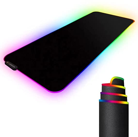 XMG-01 Premium RGB Luminous Gaming Mouse Pad, Non-Slip, Water-Resistant, Rubber Cloth, Stitched Edge, Computer Game Mouse & Keyboard Mat – XL SIZE (800 * 300 * 4mm)