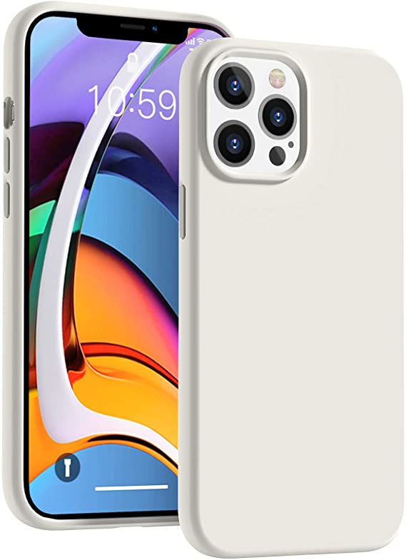Compatible with iPhone 12 Pro Max Case 6.7 inch(2020),Liquid Silicone Gel Rubber Full Body Protection Cover Shockproof Durable Drop Proof Shell -White