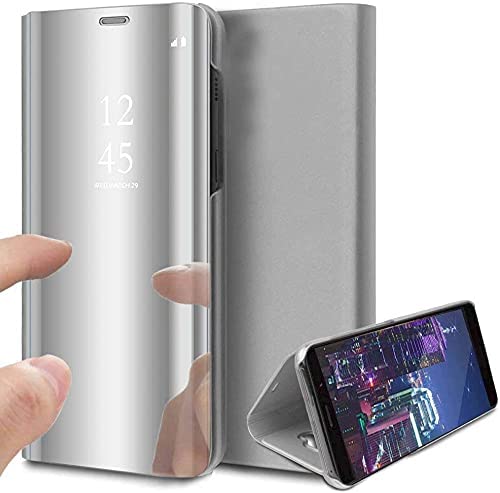 Qiv Stars Samsung Galaxy A13 4G Case Cover, Cool Design Clear Viewing Window Electroplated Kickstand Slim Anti-Scratch Folding Full Body Full Body TPU (Silver)
