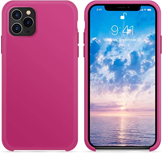OTOFLY iPhone 11 Pro Max Case,Ultra Slim Fit iPhone Case Liquid Silicone Gel Cover with Full Body Protection Anti-Scratch Shockproof Case Compatible with iPhone 11 Pro Max 5.8 inch，(Pomegranate)