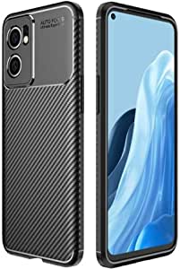 لهاتف OnePlus Nord CE 2 5G, جراب مقاوم للصدمات بتصميم من ألياف الكربون واقٍ من الصدمات من السيليكون الناعم النحيف من GrabologyStore - أسود