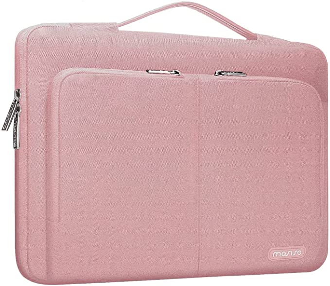 MOSISO 360 Protective Laptop Sleeve Bag with 2 Same Front Pockets&Trolley Belt