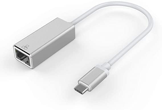 USB-C to Ethernet Adapter, Portable Thunderbolt 3/Type-C to RJ45 Gigabit Ethernet Network Hub, 10/100/1000 Mbps LAN Network Adapter with for MacBook Pro, iPad Pro/MacBook Air, Surface Book 2 and More