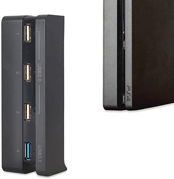 ElecGear PS4 Slim USB Hub 3.0, USB Extension Adapter Splitter Charging Port (1x USB3.0 and 3x USB2.0) with LED for PlayStation 4 Slim CUH-2xxx