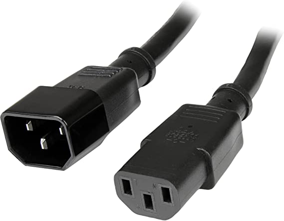 StarTech.com 6 ft. (1.8 m) Power Extension Cord - 125V at 15A, C14 to C13 - Power Extension Cord - Black - Extension Cable (PXT100146)