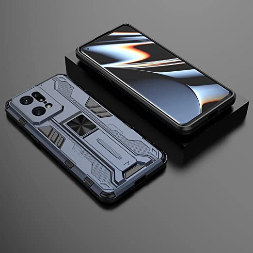 Oppo Find X5 Pro ، - غطاء مسند الرجل الحديدي المتين - غطاء مقاوم للصدمات شديد التحمل - مقاوم للانزلاق - غطاء أصلي جديد من GrabMobily - أزرق
