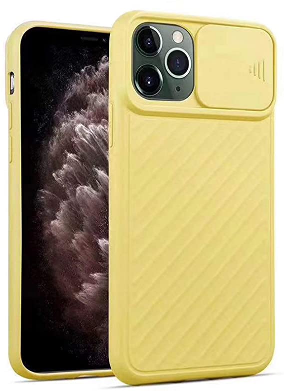 Compatible with iPhone 12 Case iPhone 12 Pro Cover, Stylish Protective Case with Camera Lens Protection Cover for iPhone 12 iPhone 12 Pro 6.1 inch (Yellow)