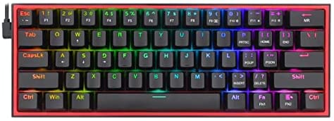 Redragon K617 Fizz 60% Wired RGB Gaming Keyboard, 61 Keys Compact Mechanical Keyboard, (Linear RED Switch), Pro Driver/Software Supported || Black